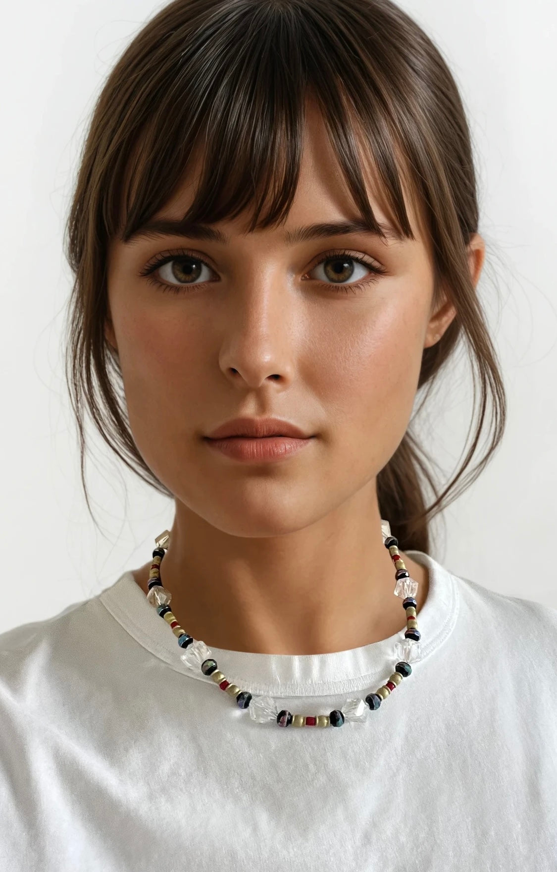 Clear Glass and Barrel beads Necklace