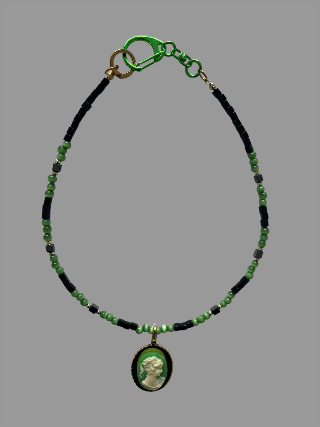 Green Cameo Necklace