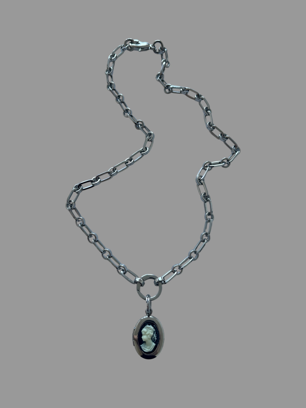 Petit Cameo Silver Tone Necklace