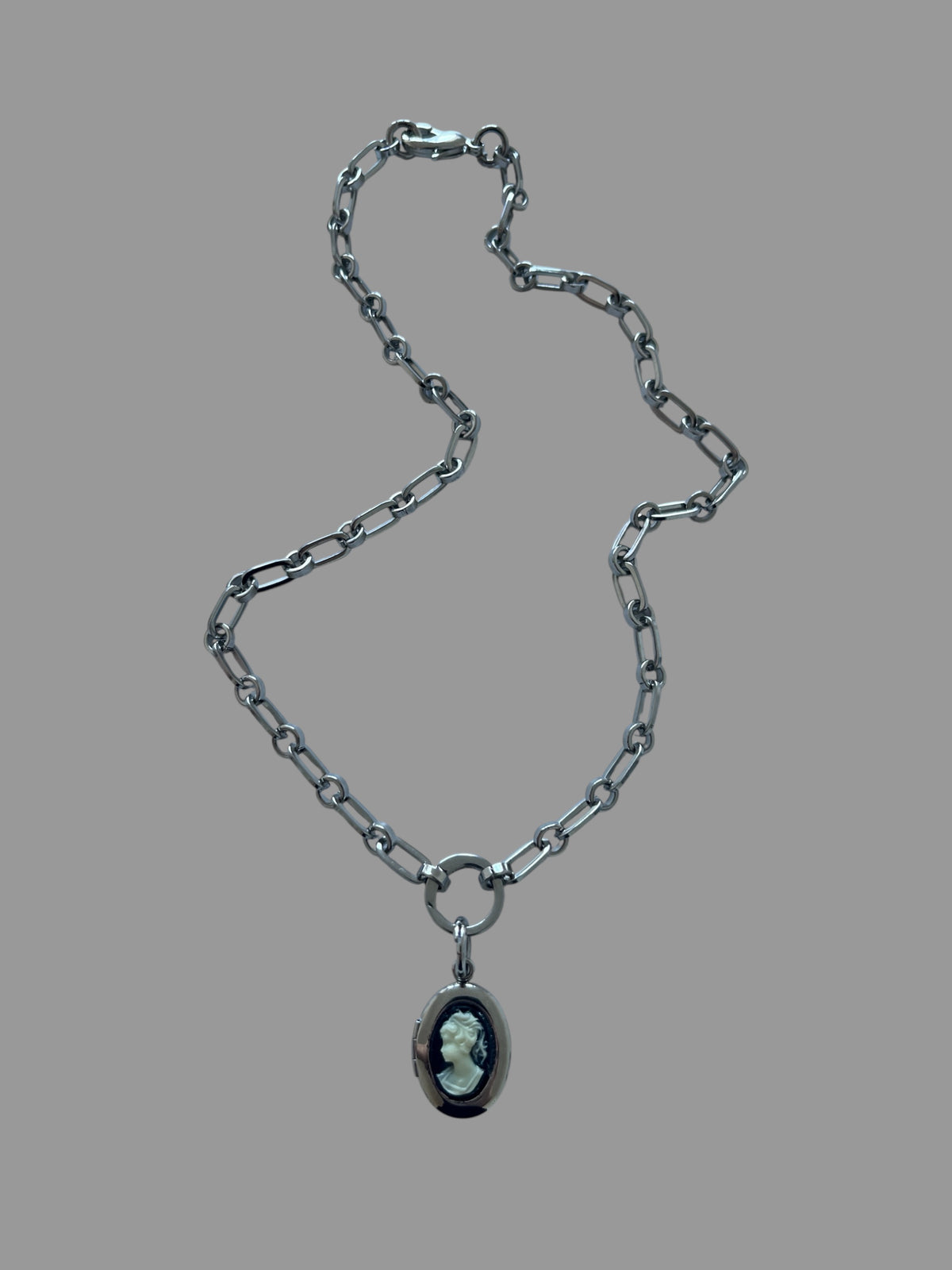 Petit Cameo Silver Tone Necklace