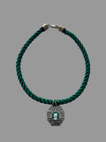 Green Cameo On a Rope Necklace
