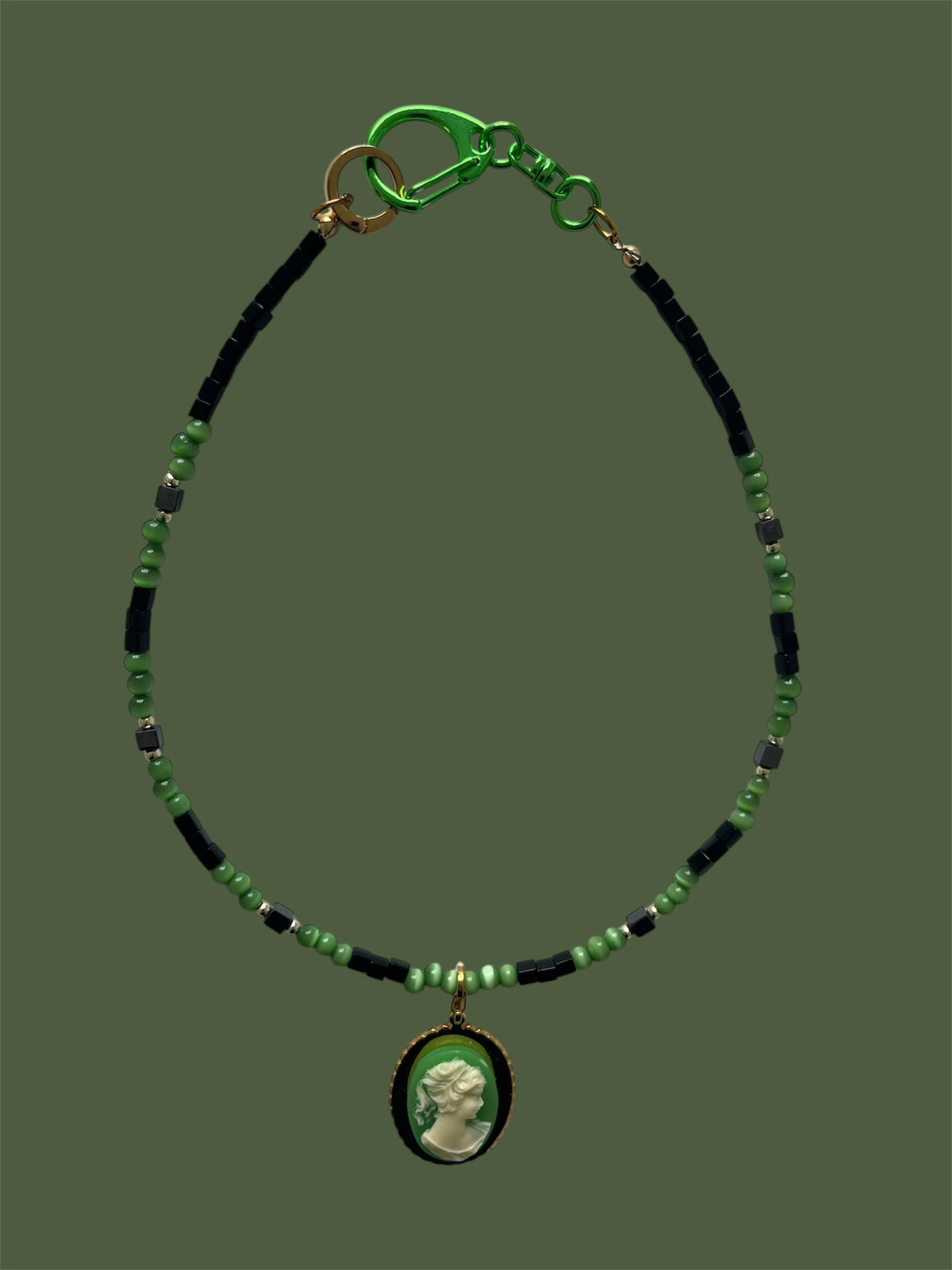 Green Cameo Necklace