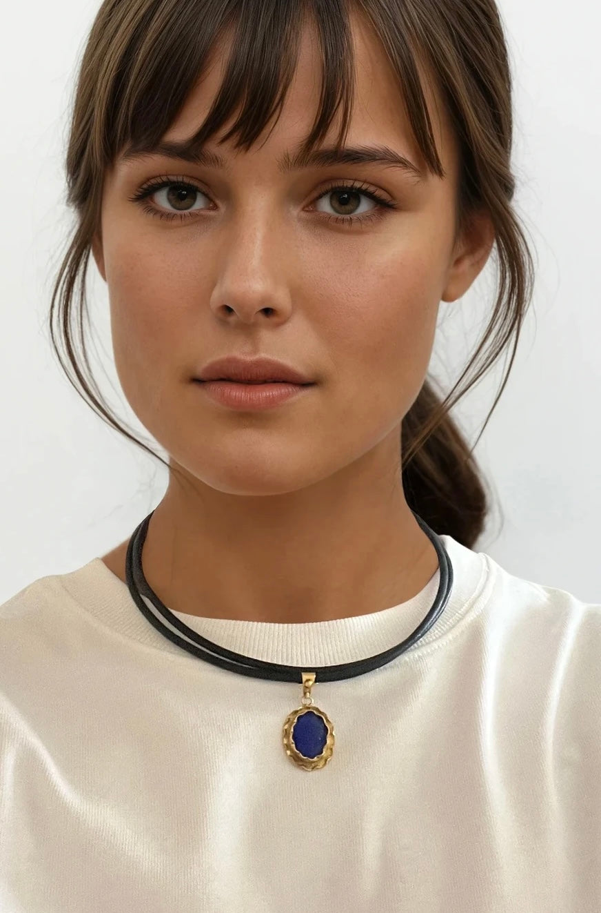 Blue Intaglio Cameo Necklace