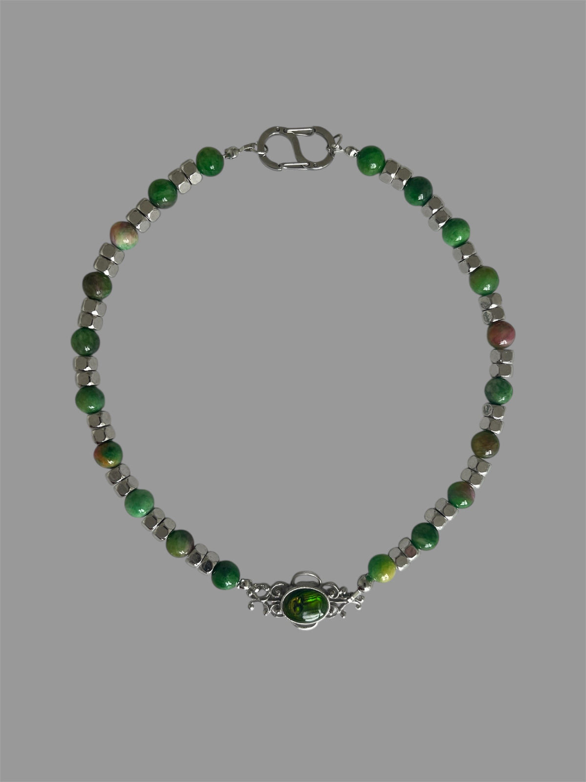 Green enamel ornate necklace