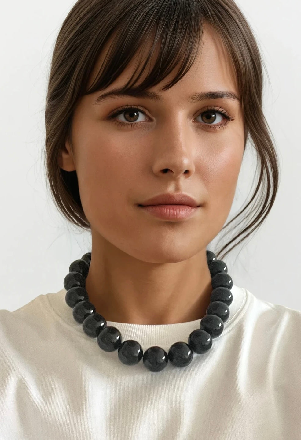 Oversized Black Bead Necklace