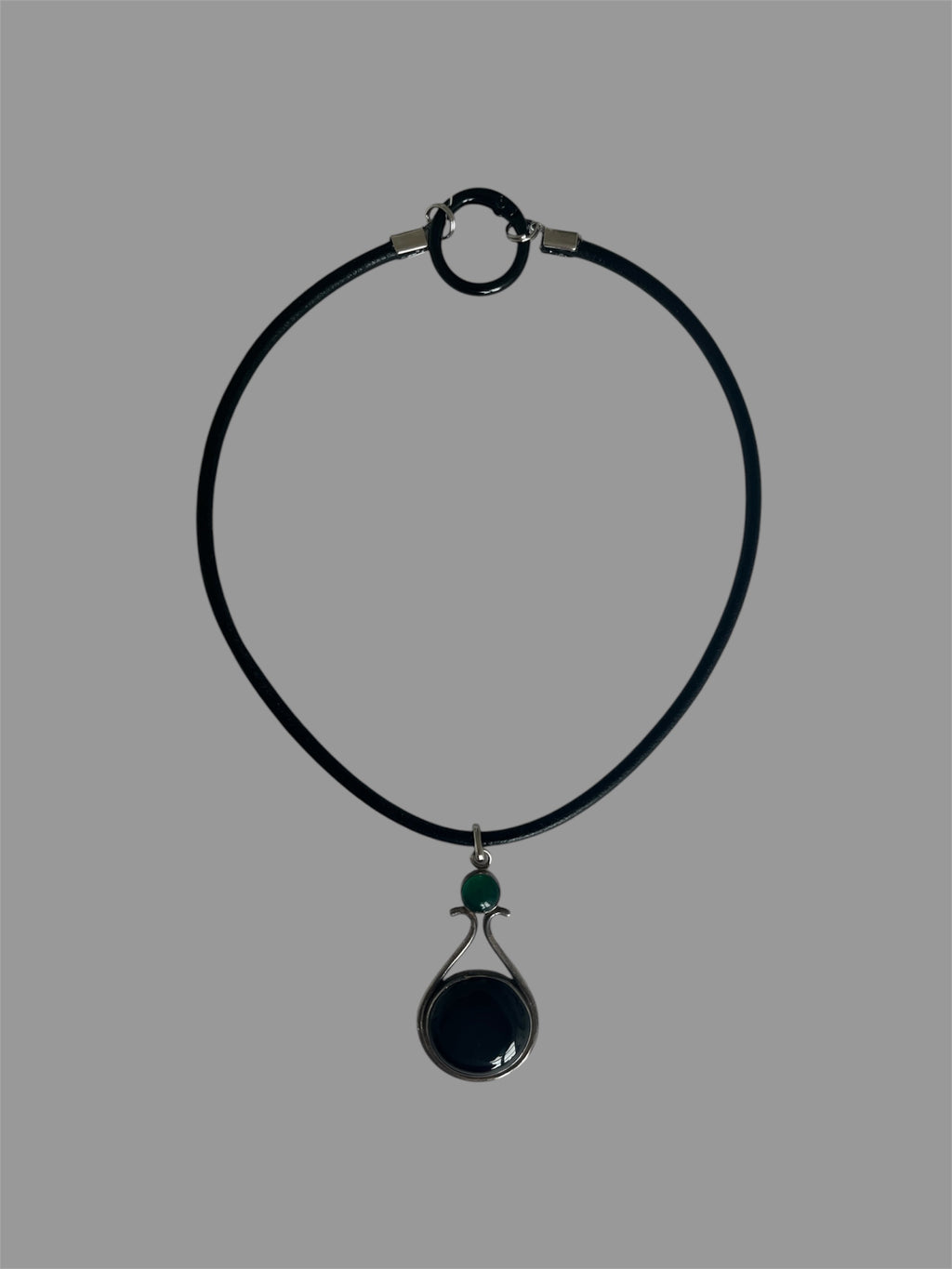 Baby jade and oversized onyx necklace