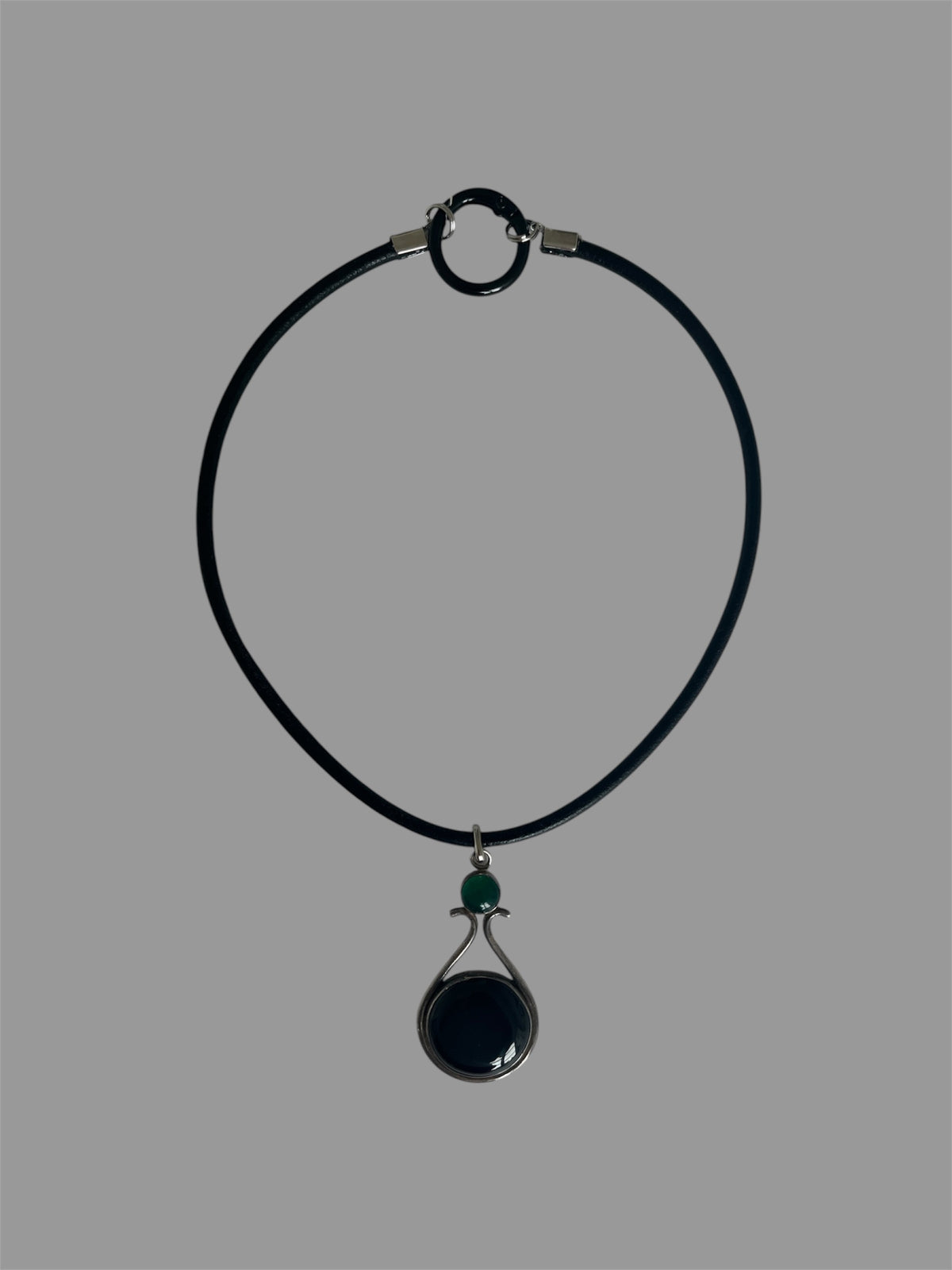 Baby jade and oversized onyx necklace