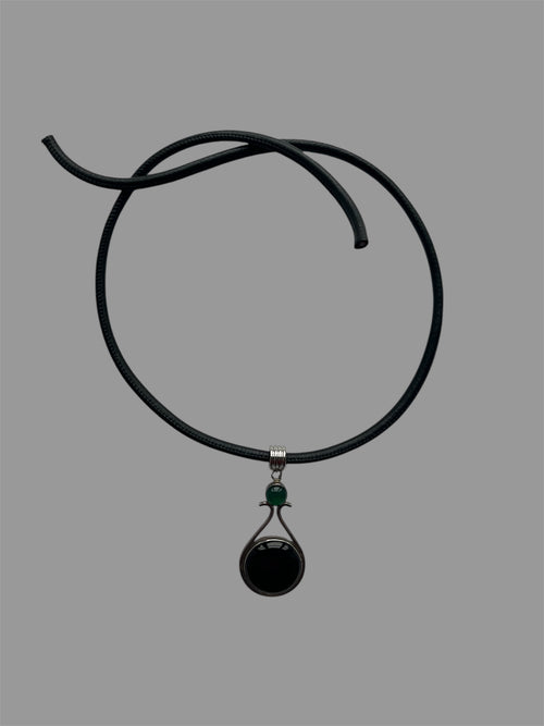 Baby jade and oversized onyx necklace