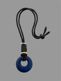 Blue Agate Donut Long Cord Necklace