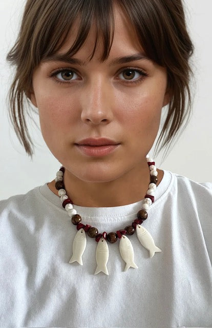 Dancing Fishes on Beads Necklace