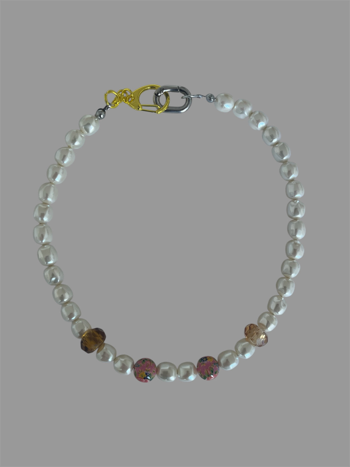 Floral Painted Beads Necklace