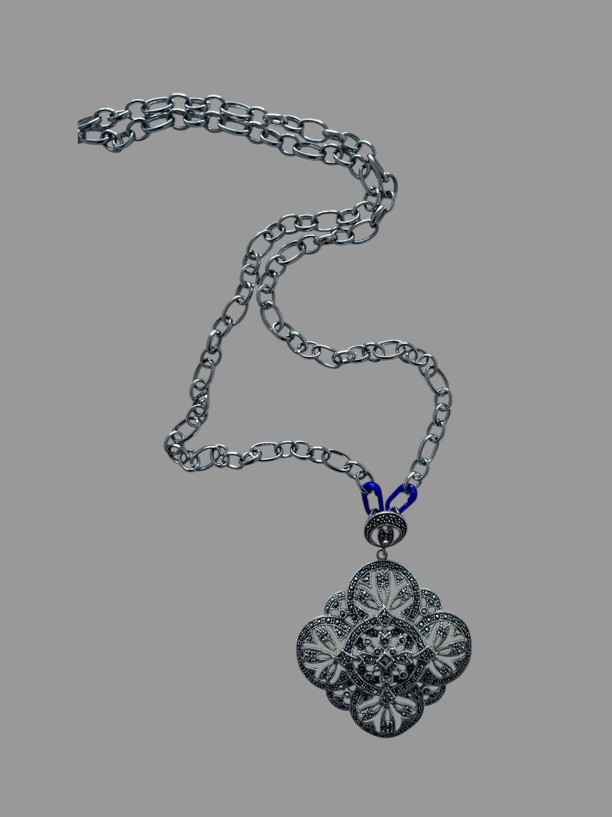 Marcasite Pendant Long Necklace