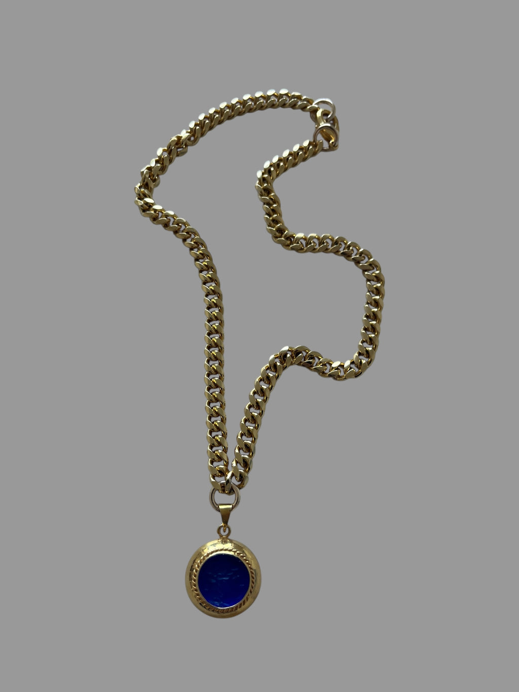 Blue Venetian Glass Intaglio Necklace