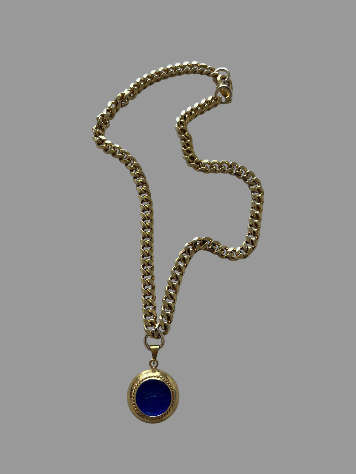 Blue Venetian Glass Intaglio Necklace