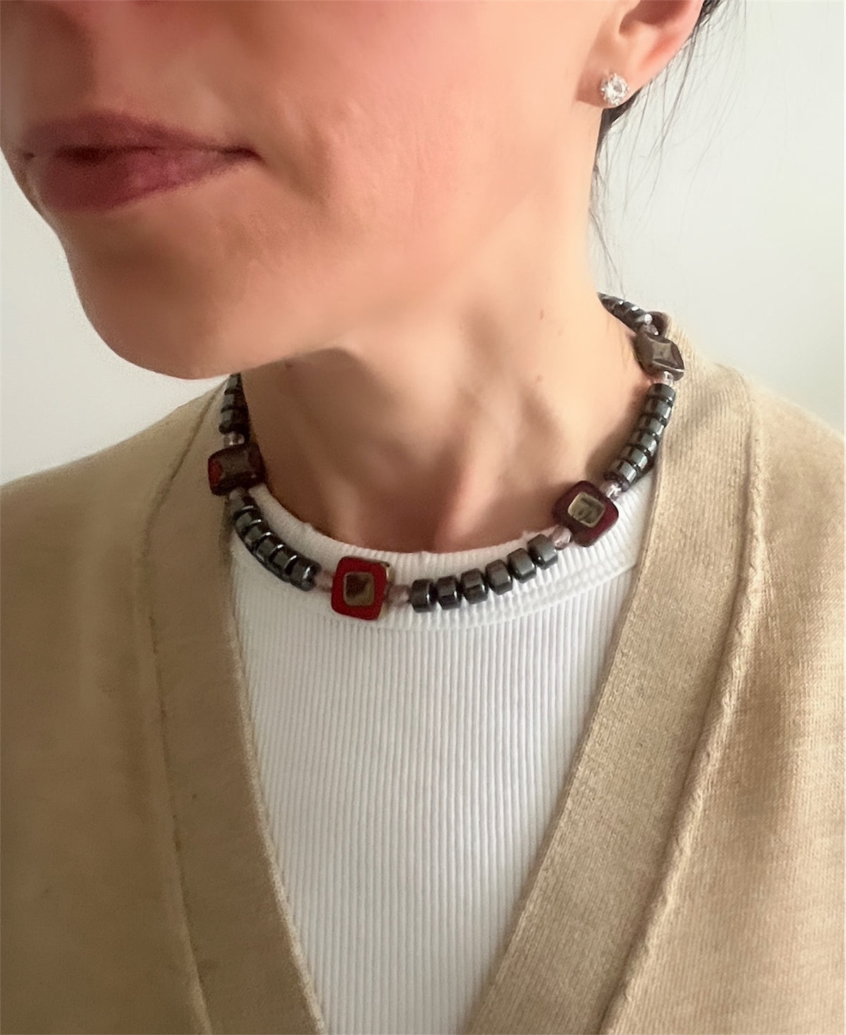 Red Squares Necklace