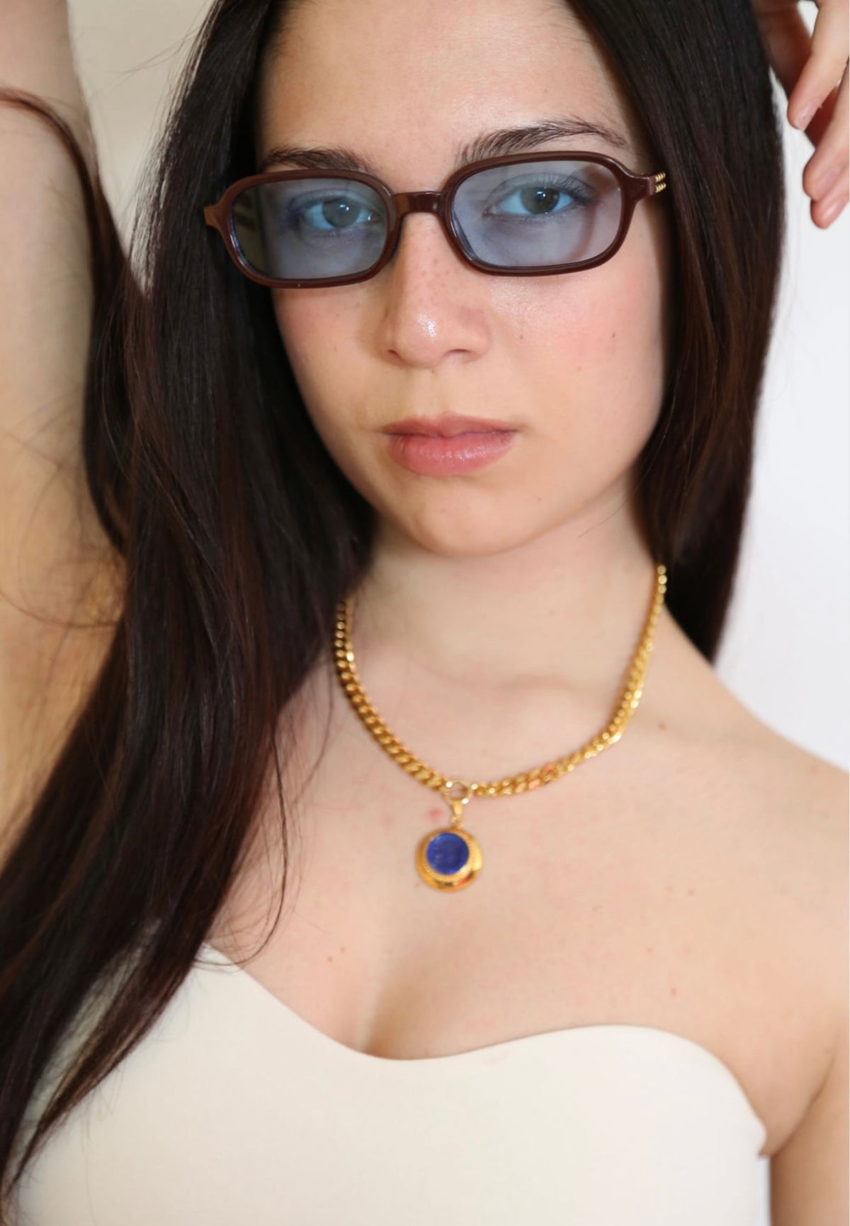 Blue Venetian Glass Intaglio Necklace