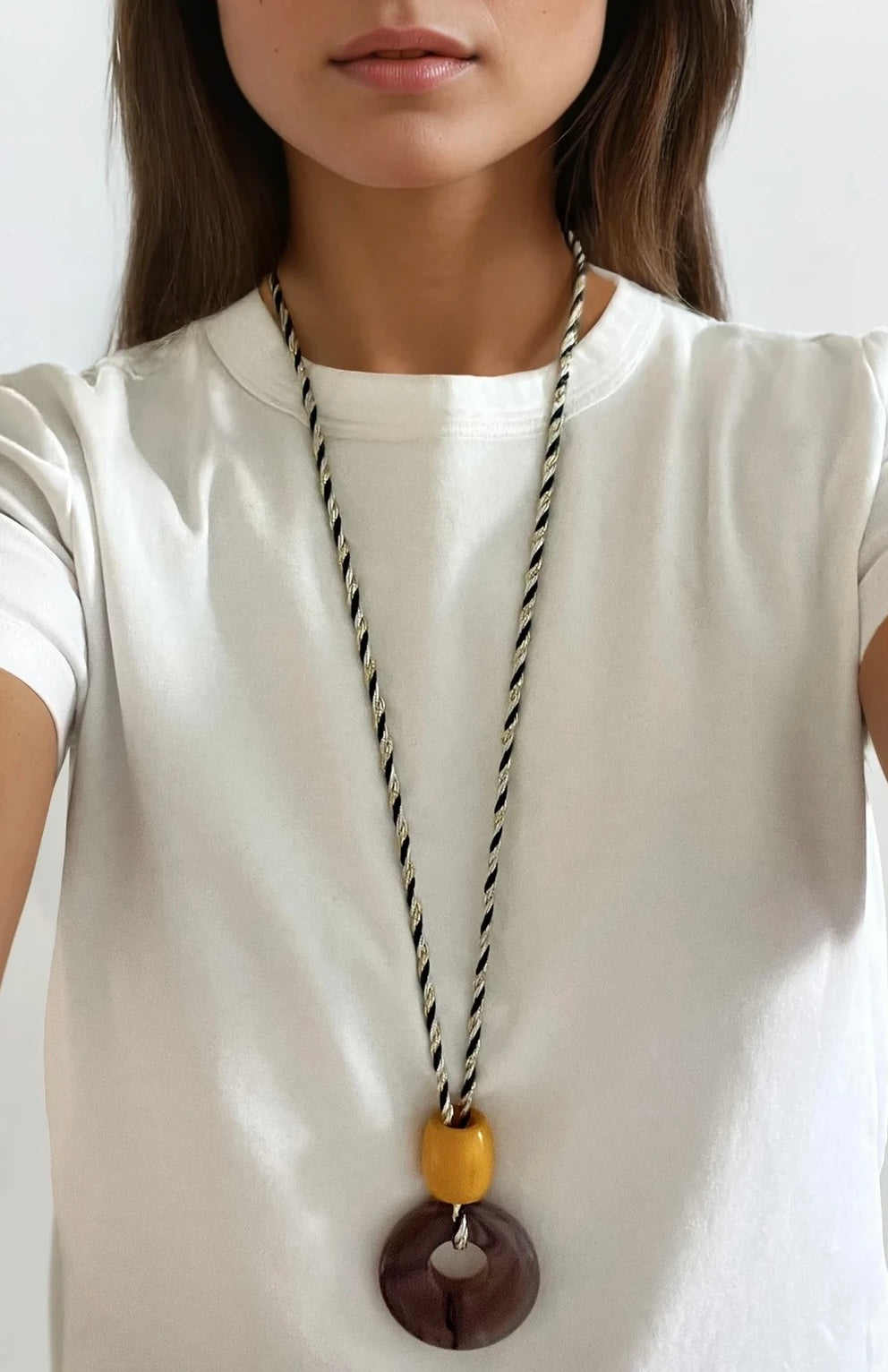Large Agate Donut Long Necklace