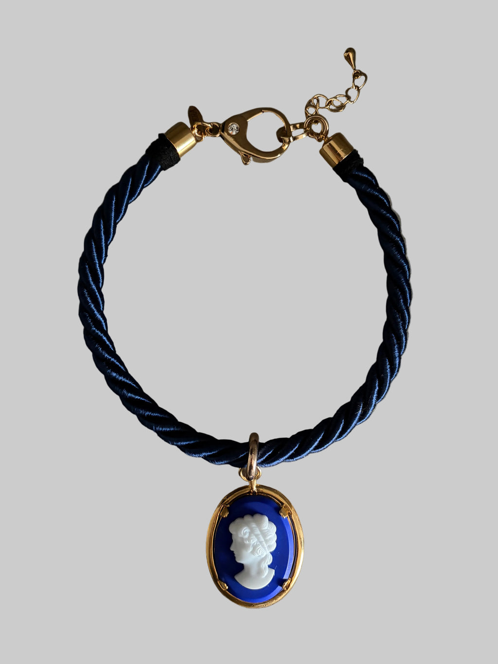 Blue Rope Cameo Necklace