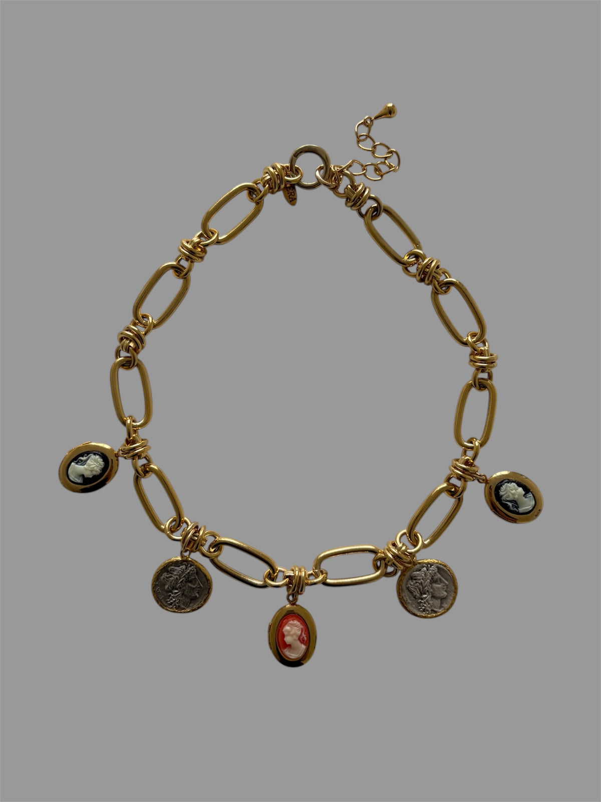 Ancient Coin and Cameo Necklace