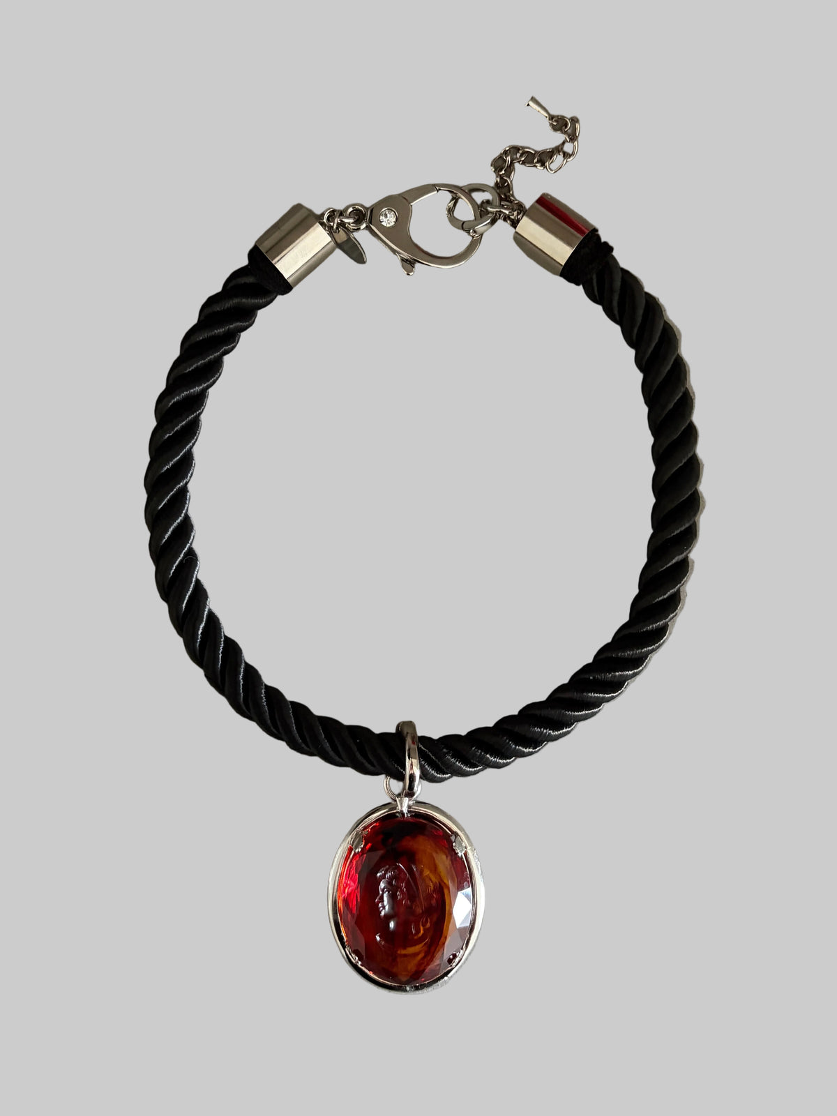 Black Rope Cameo Necklace