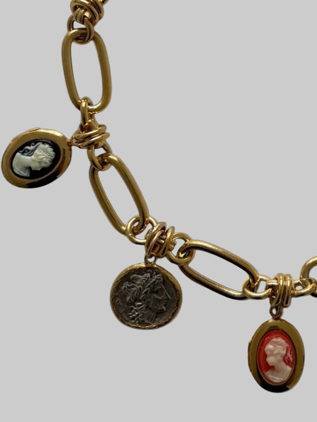 Ancient Coin and Cameo Necklace