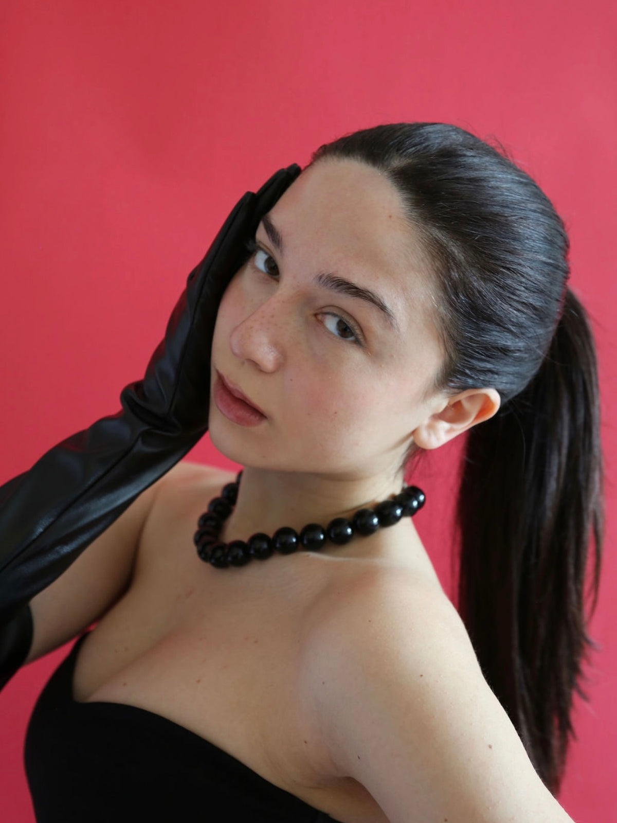 Oversized Black Bead Necklace