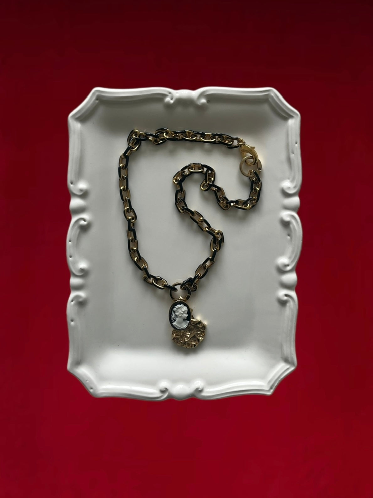 Enamel Cameo Necklace