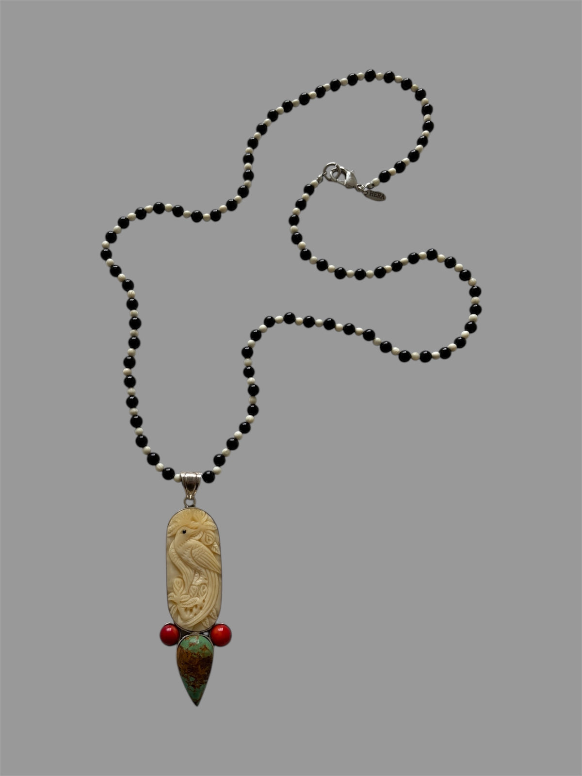 Carved Bird Long Necklace