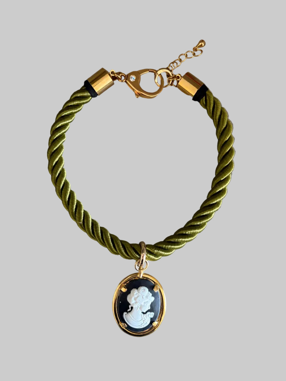 Chartreuse Rope Cameo Necklace