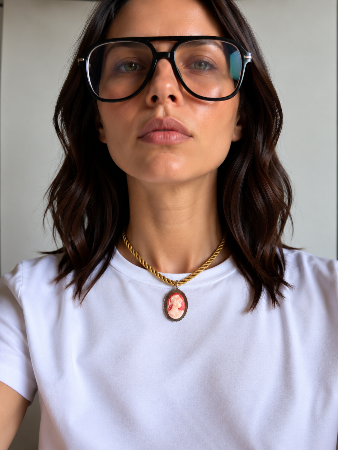 Gold Small Rope Cameo Necklace