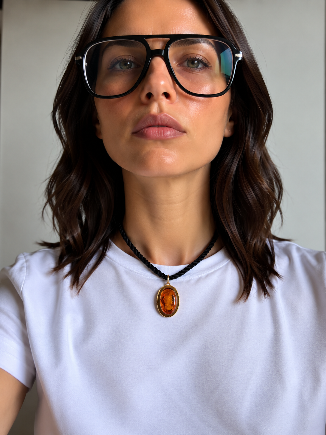 Black Small Rope Cameo Necklace