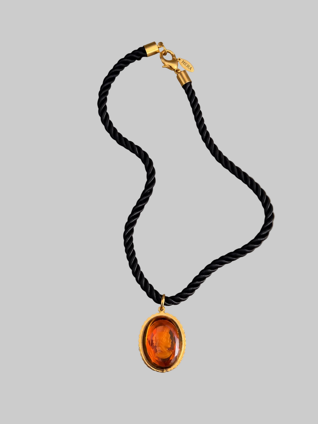 Black Small Rope Cameo Necklace
